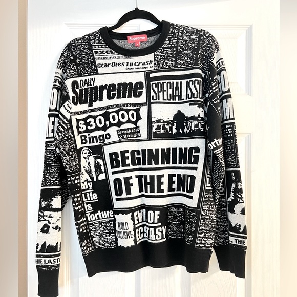 Wool Sweater Supreme Newsprint Sweater Supreme Newspaper Sweater